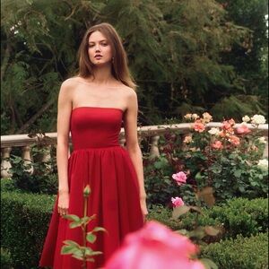 Reformation Strapless Scarlet Dress